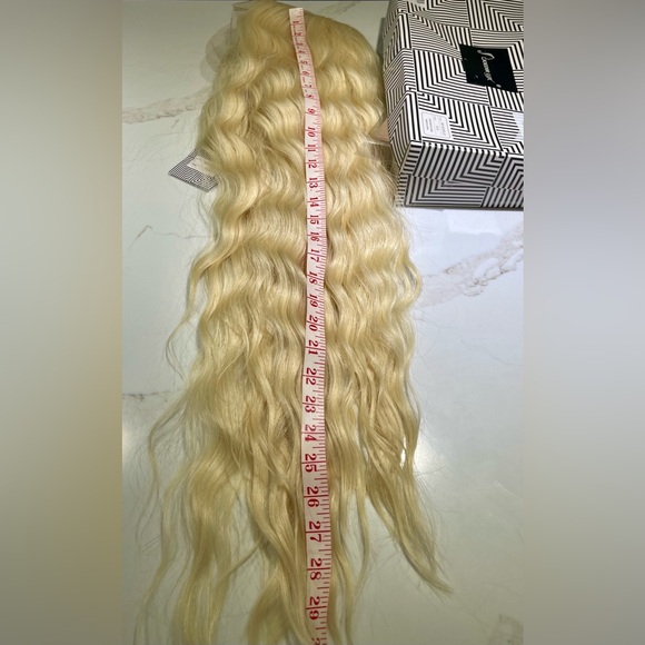 HAIR, 30” long, Wavy/crimped, lace front, center part Blonde #613 - Picture 8 of 9